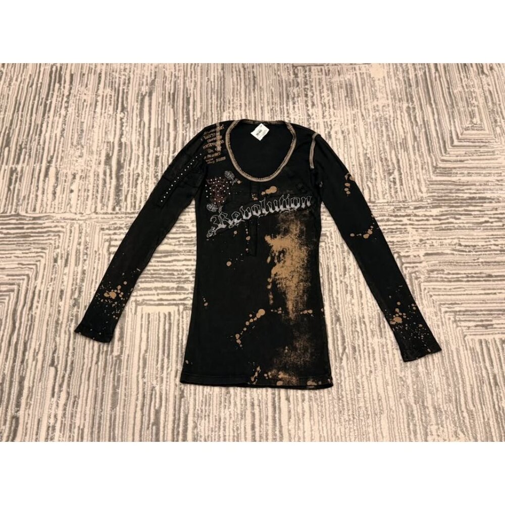 New Salvage women's large black/beige Boutique Revolution top MSRP $74.99 - Picture 2 of 8